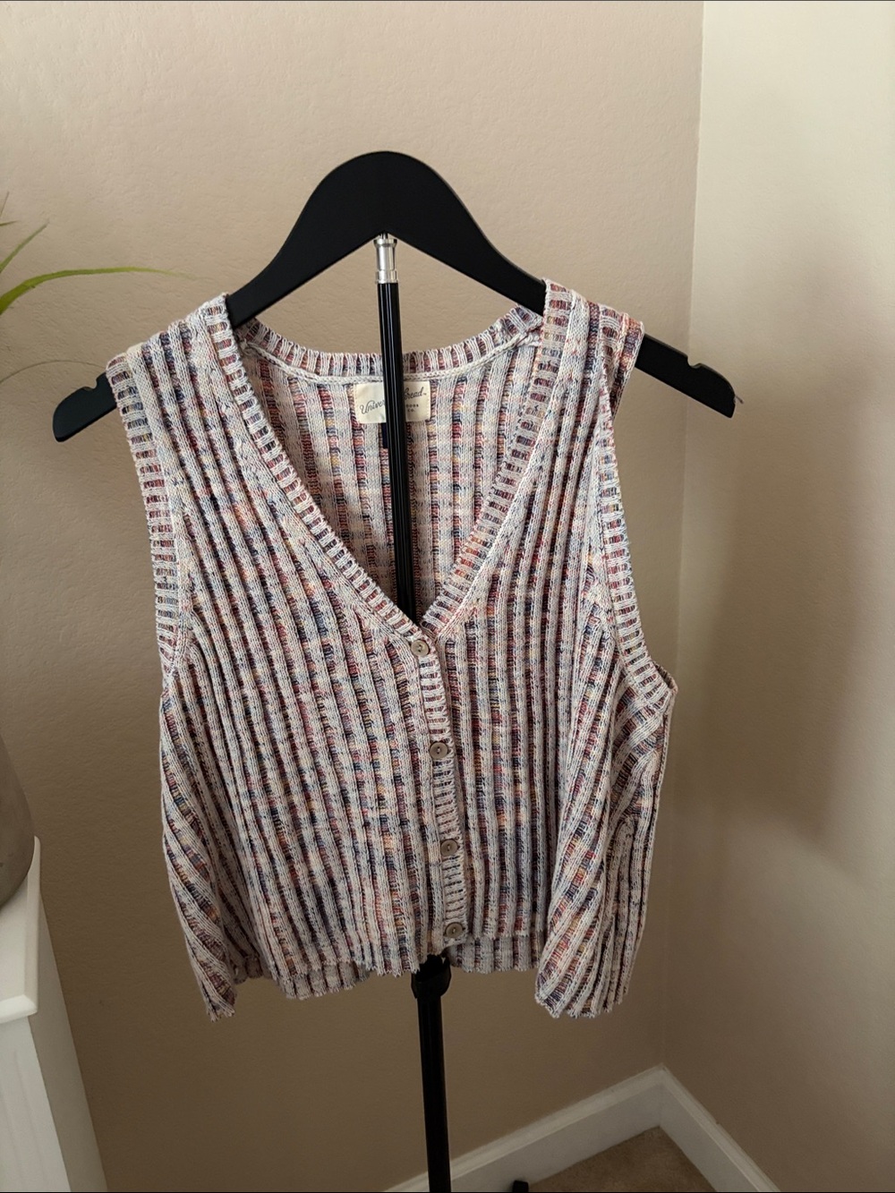 Universal threads Striped Multicolor Knit Button-Front Women’s Vest